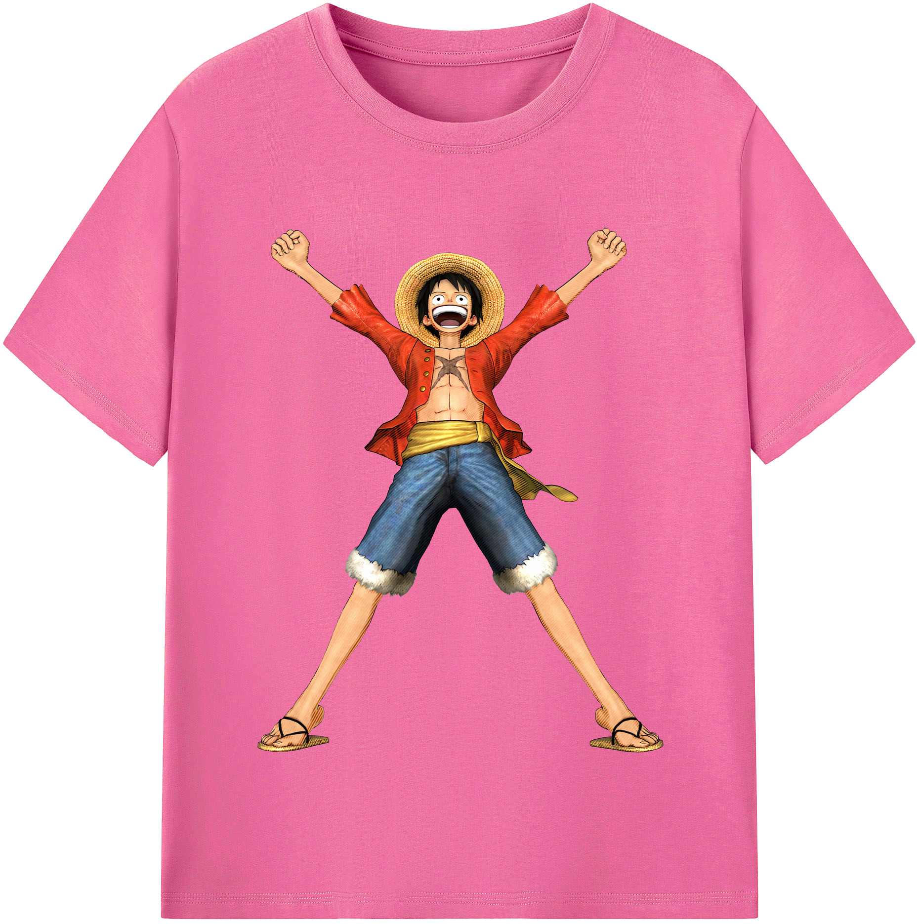 ワンピース モンキー・D・ルフィ ONE PIECE Monkey D. Luffy レディースカジュアルプリントTシャツ（綿100％）